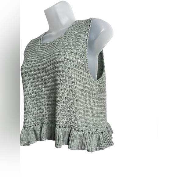 NWT Lulus Flouncin' Around Dusty Sage Cropped Ruffled Sweater Tank Size Medium - Picture 7 of 11